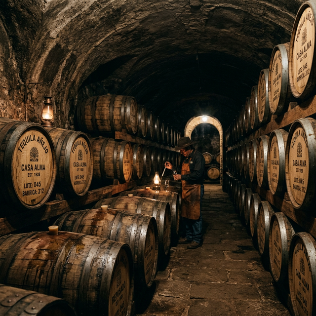 Tequila aging barrels